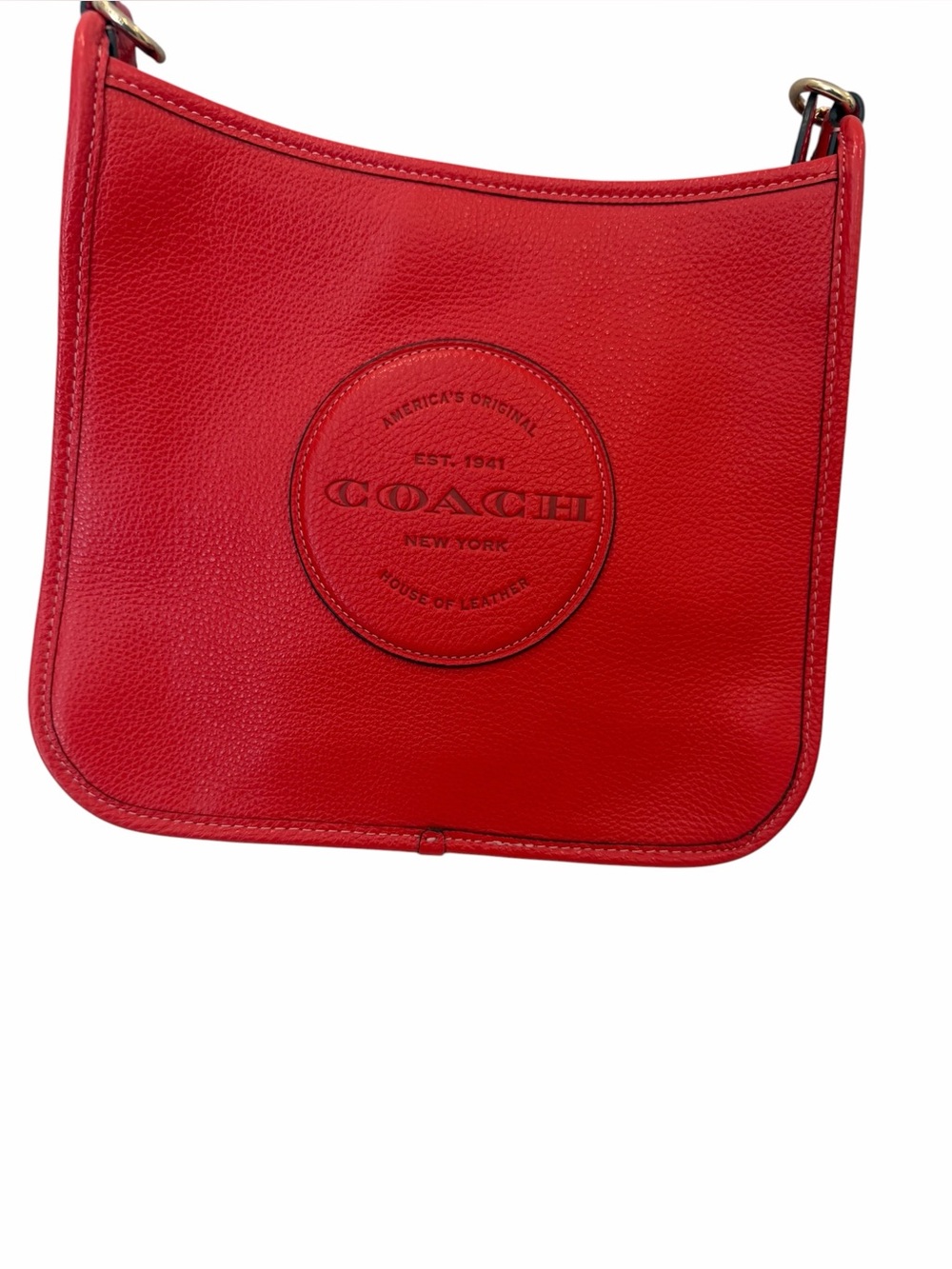 Coach CA290 Dempsey File Bag Leather Crossbody in Miami Red - Picture 2 of 10